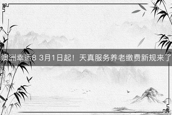 澳洲幸运8 3月1日起!天真服务养老缴费新规来了