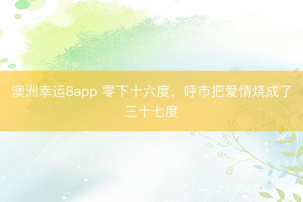 澳洲幸运8app 零下十六度，呼市把爱情烧成了三十七度