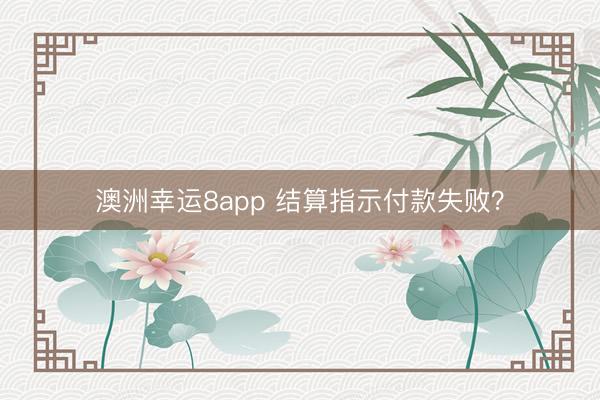 澳洲幸运8app 结算指示付款失败？
